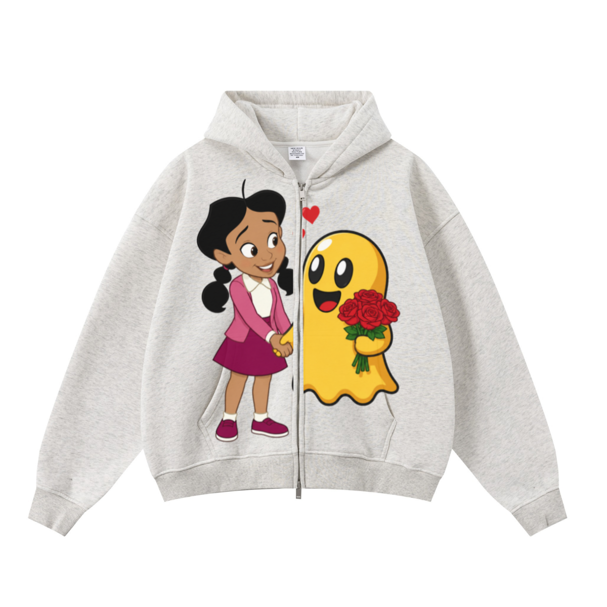 345GSM Unisex Boxy-Fit Double-Zip Hoodie Oatmeal Grey