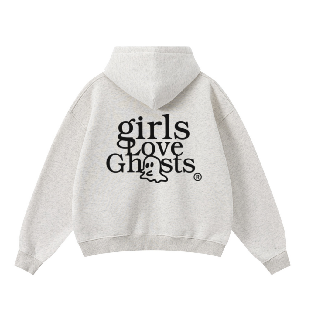 345GSM Unisex Boxy-Fit Double-Zip Hoodie Oatmeal Grey
