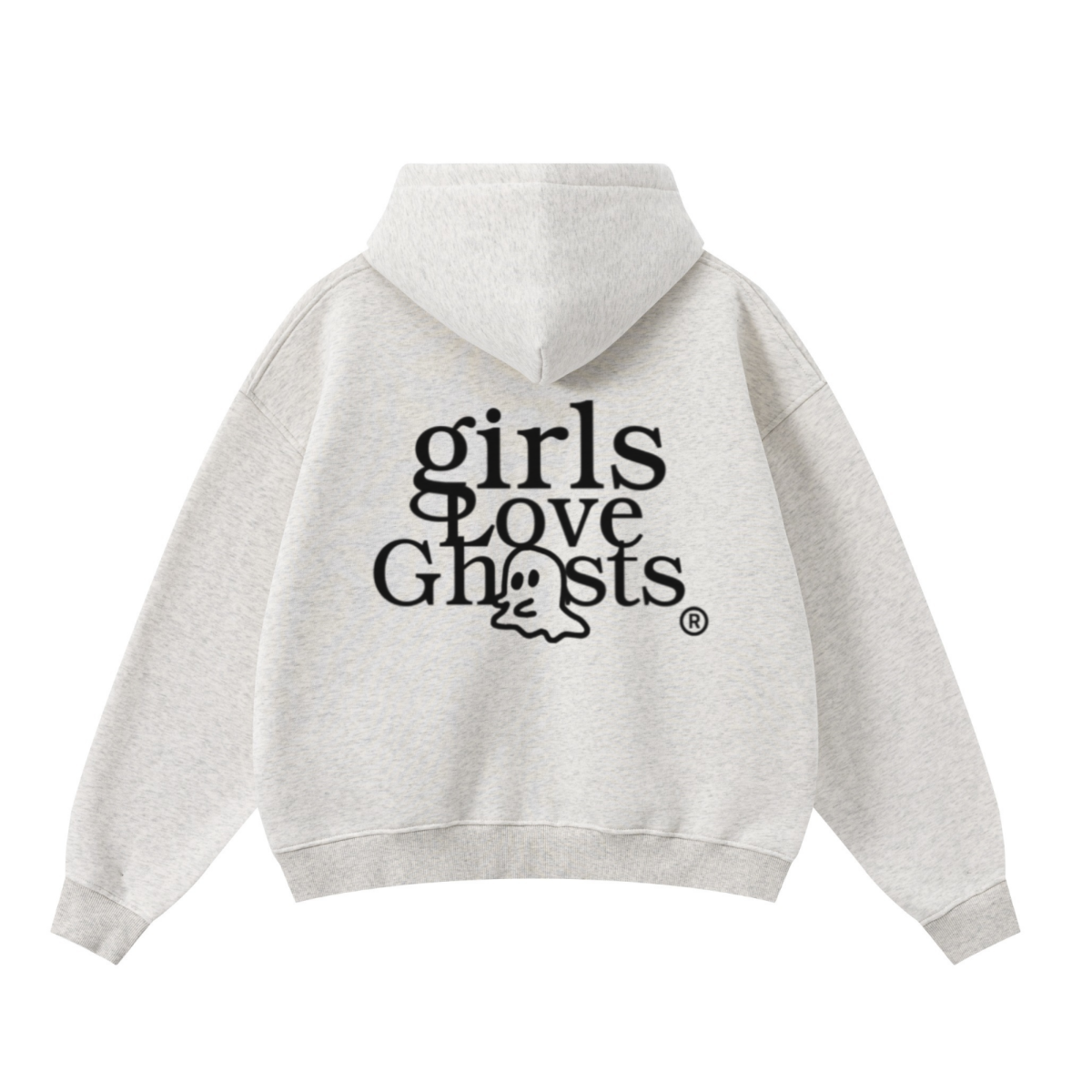 345GSM Unisex Boxy-Fit Double-Zip Hoodie Oatmeal Grey