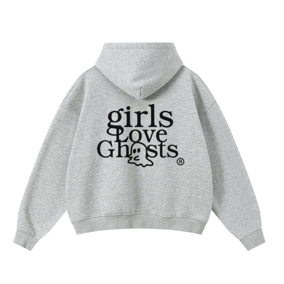 345GSM Unisex Boxy-Fit Double-Zip Hoodie Heathered Grey