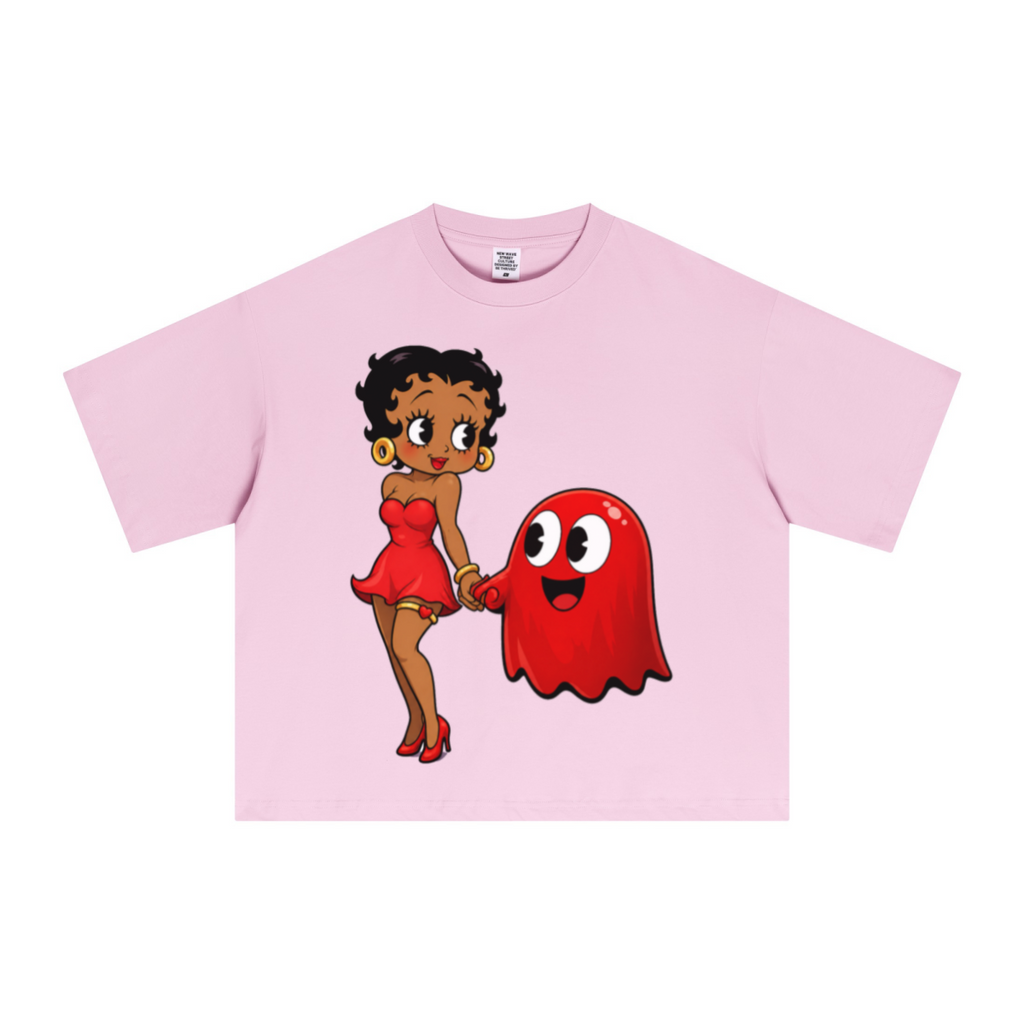240GSM Men’s Ice-Feel Sorona Boxy-Fit Solid-Color Loose T-shirt Pink