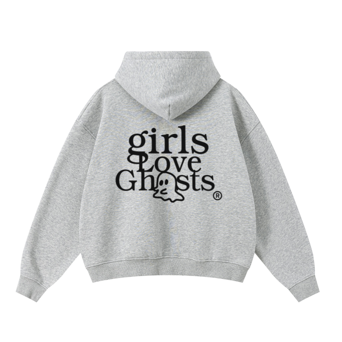 345GSM Unisex Boxy-Fit Double-Zip Hoodie Heathered Grey