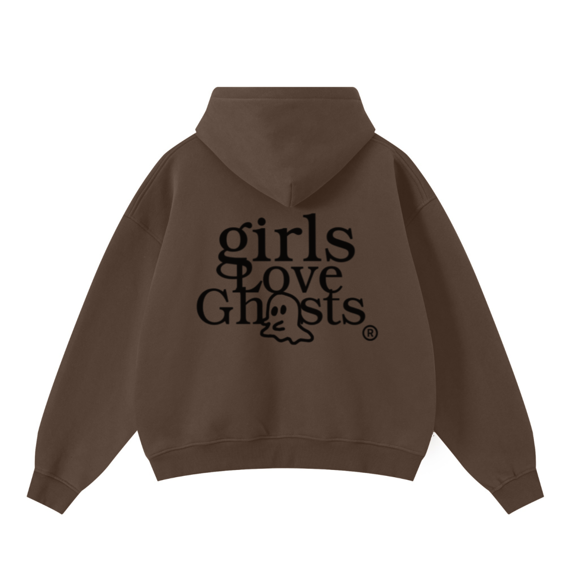 345GSM Unisex Boxy-Fit Double-Zip Hoodie Brown