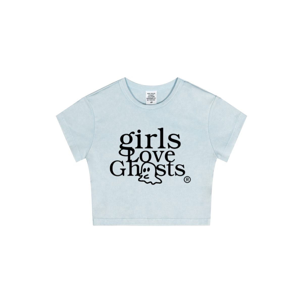 235GSM Women's Washed Stretch Cotton Slim T-shirt Sky Blue