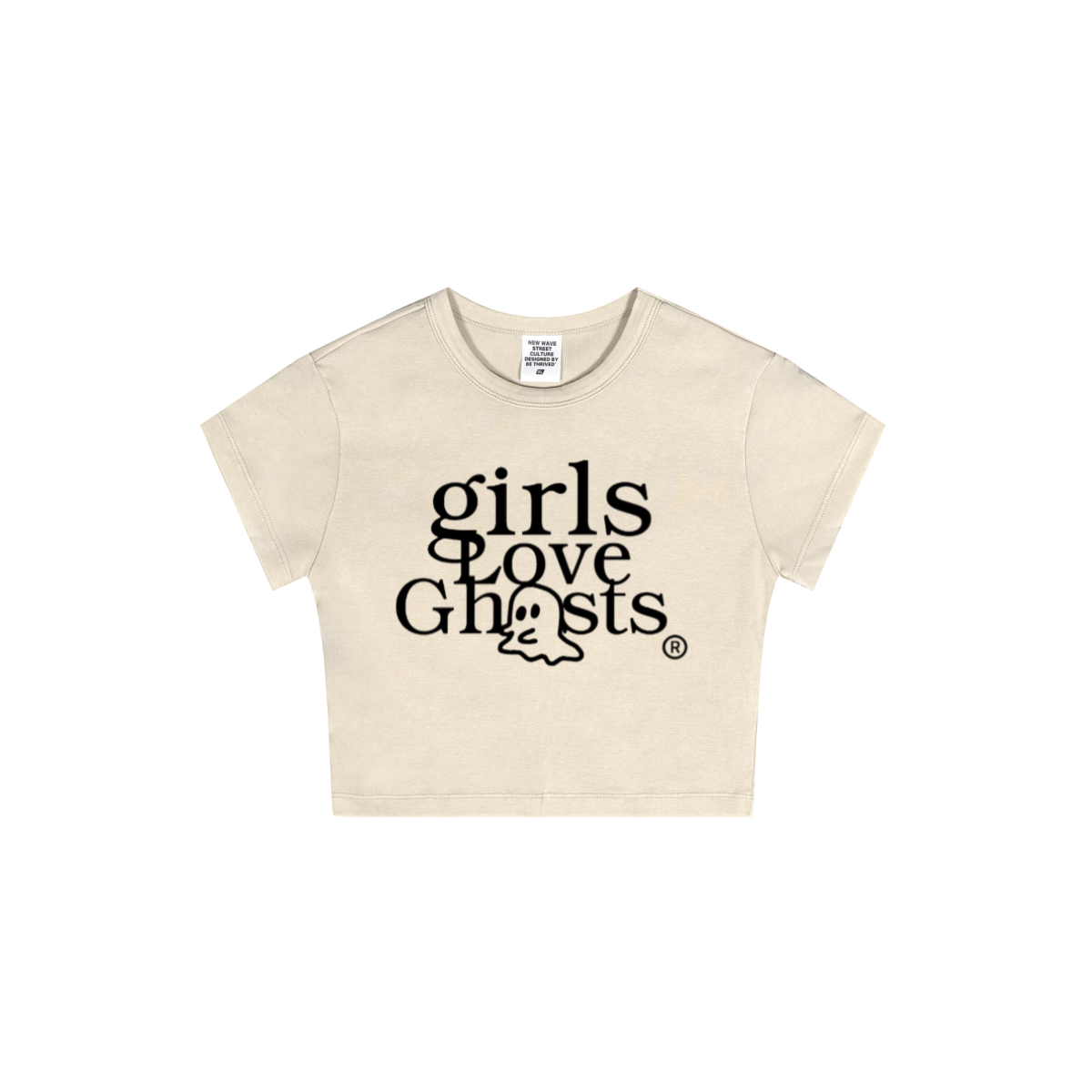 235GSM Women's Washed Stretch Cotton Slim T-shirt Vintage Beige