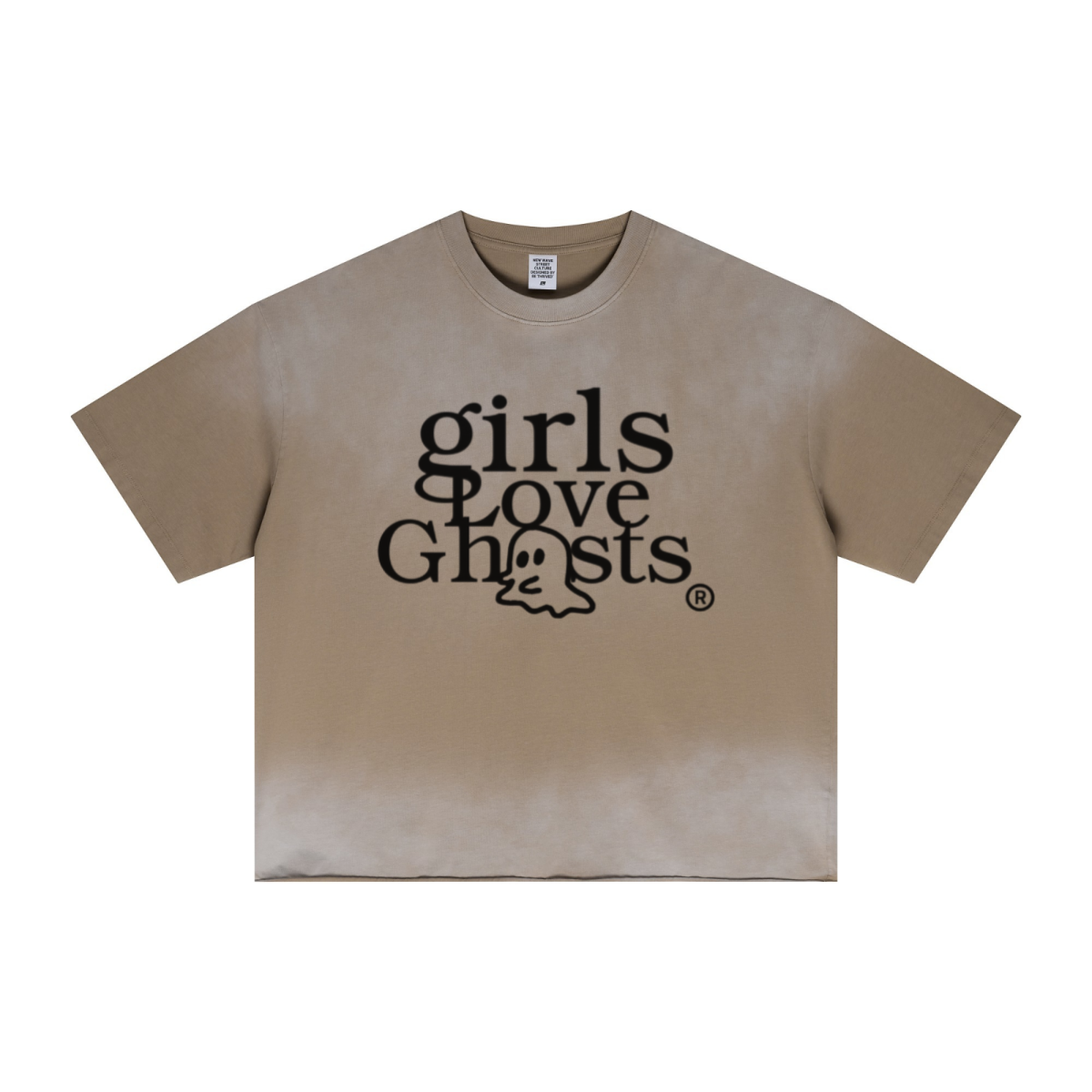 280GSM Men's Double Yarn Vintage Spray Washed Boxy T-Shirt Vintage Khaki