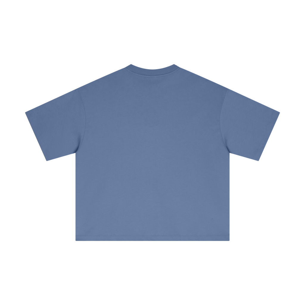 230GSM Men's Combed Cotton Plain Knit Boxy T-Shirt Denim Blue