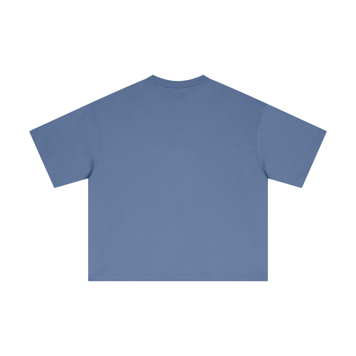 230GSM Men's Combed Cotton Plain Knit Boxy T-Shirt Denim Blue