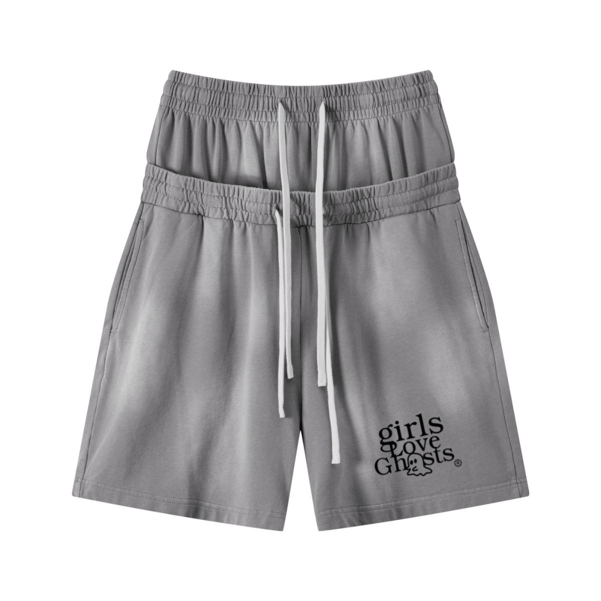 320GSM Heavyweight Cotton Slub Spray Wash Relaxed Fit Shorts Vintage Heather Gray