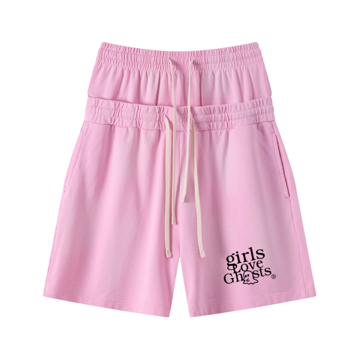 320GSM Heavyweight Cotton Slub Spray Wash Relaxed Fit Shorts Vintage Pink