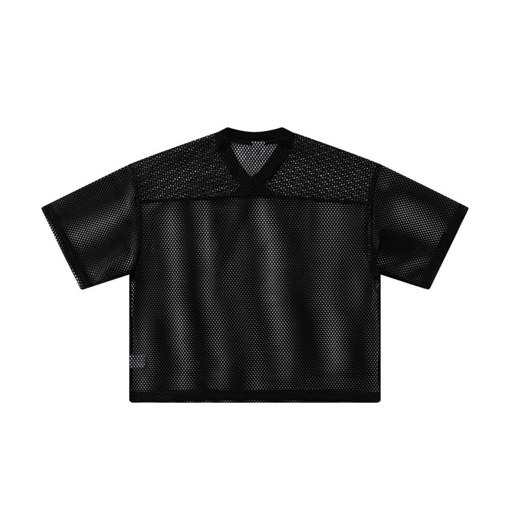 240GSM Men’s Boxy-Fit Mesh Layering V-Neck T-Shirt Black