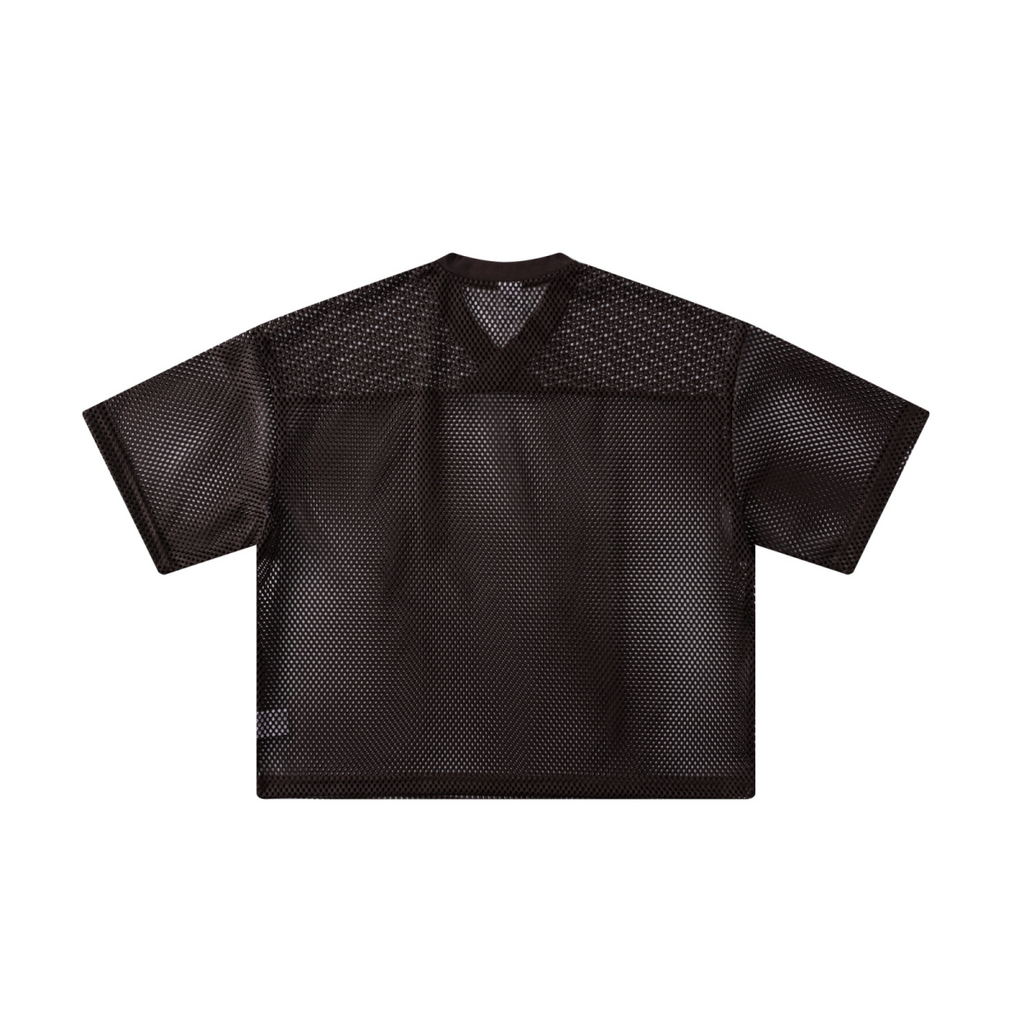 240GSM Men’s Boxy-Fit Mesh Layering V-Neck T-Shirt Coffee Brown