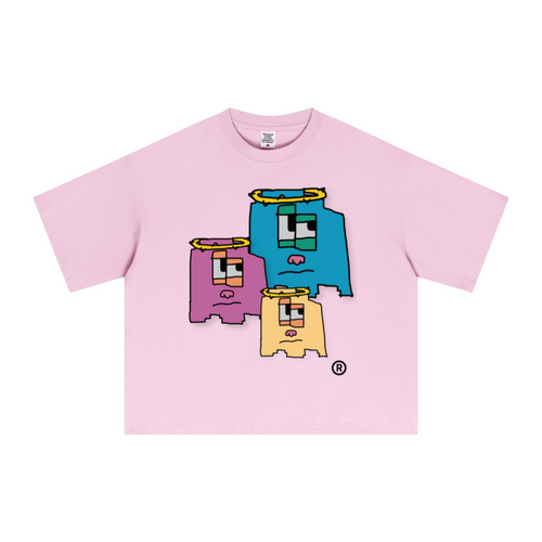 240GSM Men’s Ice-Feel Sorona Boxy-Fit Solid-Color Loose T-shirt Pink