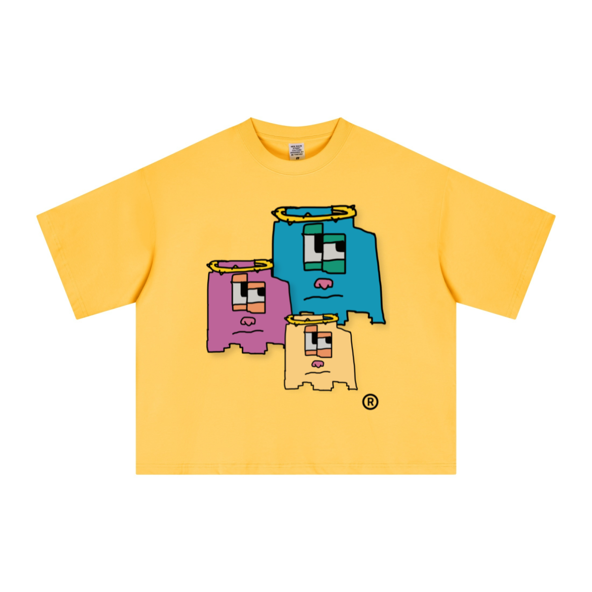 240GSM Men’s Ice-Feel Sorona Boxy-Fit Solid-Color Loose T-shirt Bright Yellow