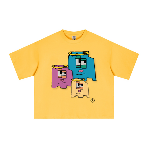 240GSM Men’s Ice-Feel Sorona Boxy-Fit Solid-Color Loose T-shirt Bright Yellow