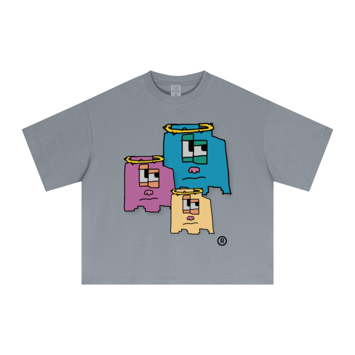 240GSM Men’s Ice-Feel Sorona Boxy-Fit Solid-Color Loose T-shirt Heathered Grey